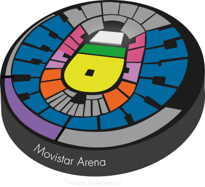 Mapa sectores Movistar Arena - Jamiroquai en Santiago
